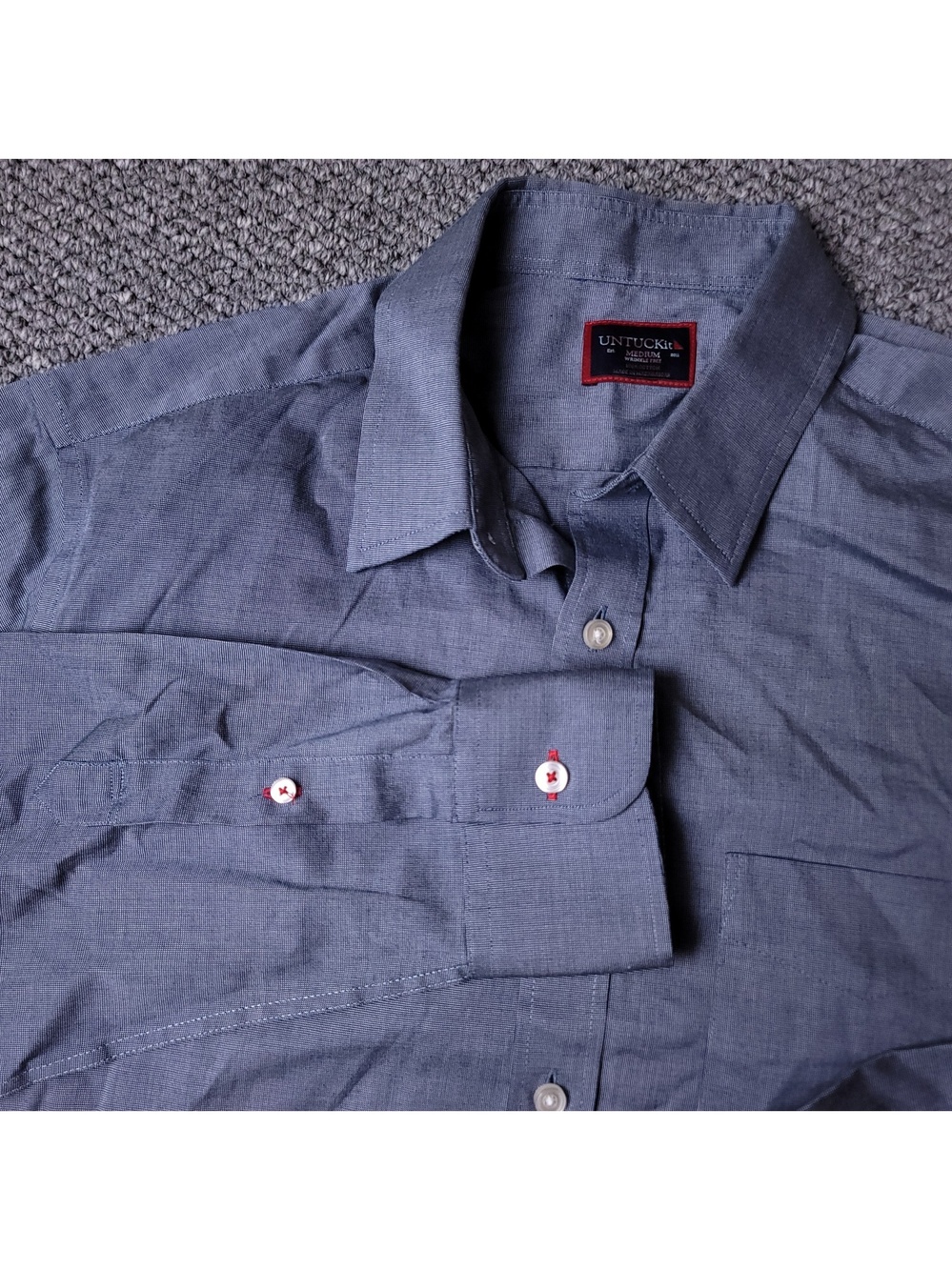 UNTUCKit Pio Cesare Shirt Mens M Medium Blue Button Long Sleeve Plaid Cotton